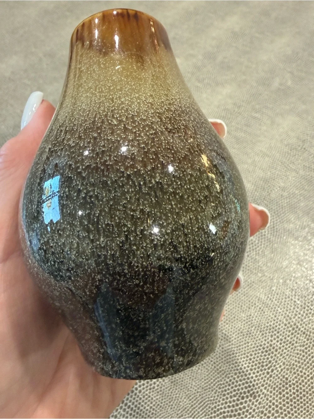 Mid-Century Modern Style Ceramic Mini Vase in Gradient Brown Tones